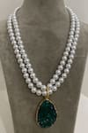 Shop_Studio6 Jewels_Green Contemporary Pendant Necklace _at_Aza_Fashions
