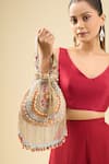 Buy_Tasna_Multi Color Beads, Tassels Embellished Potli Handbag _at_Aza_Fashions