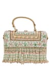 Shop_Tasna_White Beads, Fringe Embellished Clutch Bag _at_Aza_Fashions