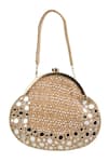 Shop_Tasna_Gold Sequins, Mirrors Embellished Clutch With Detachable Handle _at_Aza_Fashions