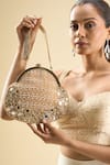Buy_Tasna_Gold Sequins, Mirrors Embellished Clutch With Detachable Handle _at_Aza_Fashions