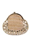 Tasna_Gold Sequins, Mirrors Embellished Clutch With Detachable Handle _at_Aza_Fashions