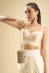 Buy_Tasna_Gold Beads, Mirrors Suede Embellished Clutch _at_Aza_Fashions
