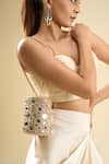 Buy_Tasna_Gold Beads, Mirrors Suede Embellished Clutch _Online_at_Aza_Fashions