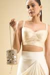 Shop_Tasna_Gold Beads, Mirrors Suede Embellished Clutch _Online_at_Aza_Fashions