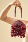 Tasna_Red Beads Potli Clutch _Online_at_Aza_Fashions
