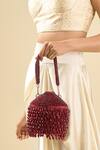 Tasna_Red Beads Potli Clutch _at_Aza_Fashions