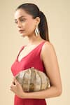Buy_Tasna_Gold And Silver Striped Clutch _at_Aza_Fashions