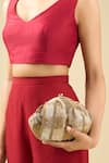 Shop_Tasna_Gold And Silver Striped Clutch _Online_at_Aza_Fashions