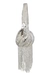 Shop_Tasna_Silver Beads, Fringe Grey Beaded Clutch _Online_at_Aza_Fashions