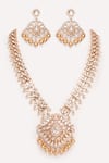 Shop_ZEVAR BY GEETA_Gold Plated Finish Kundan Polki Necklace Set _at_Aza_Fashions