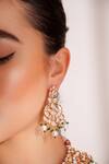 ZEVAR BY GEETA_Gold Plated Kundan Polki Necklace And Earring Set _Online_at_Aza_Fashions