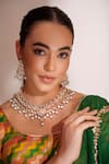 Buy_ZEVAR BY GEETA_Gold Plated Kundan Polki Necklace And Earring Set _at_Aza_Fashions