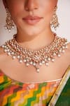 Shop_ZEVAR BY GEETA_Gold Plated Kundan Polki Necklace And Earring Set _Online_at_Aza_Fashions