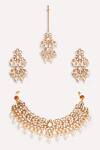 Shop_ZEVAR BY GEETA_Gold Plated Kundan Polki Jewellery Set _at_Aza_Fashions
