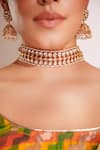 ZEVAR BY GEETA_Gold Plated Kundan Polki Finish Jewellery Set _Online_at_Aza_Fashions