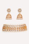 Shop_ZEVAR BY GEETA_Gold Plated Kundan Polki Finish Jewellery Set _at_Aza_Fashions