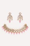Shop_ZEVAR BY GEETA_Pink Diamonds Kundan Polki Designer Jewellery Set _at_Aza_Fashions