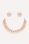 Shop_ZEVAR BY GEETA_Gold Plated Kundan Polki Necklace And Earring Set _at_Aza_Fashions