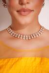 ZEVAR BY GEETA_Gold Plated Kundan Polki Necklace And Earring Set _Online_at_Aza_Fashions