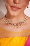 Buy_ZEVAR BY GEETA_Green Diamonds Designer Kundan Polki Jewellery Set _Online_at_Aza_Fashions