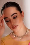 Buy_ZEVAR BY GEETA_Green Diamonds Designer Kundan Polki Jewellery Set _at_Aza_Fashions