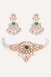 Shop_ZEVAR BY GEETA_Green Stones Kundan Polki Designer Jewellery Set _at_Aza_Fashions
