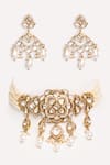 Shop_ZEVAR BY GEETA_Gold Plated Pearls, Stones Kundan Polki Designer Necklace And Earrings Set _at_Aza_Fashions
