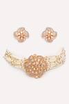 Shop_ZEVAR BY GEETA_Gold Plated Stones Kundan Polki Necklace And Earrings Set _at_Aza_Fashions
