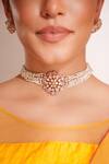 ZEVAR BY GEETA_Gold Plated Stones Kundan Polki Necklace And Earrings Set _Online_at_Aza_Fashions