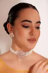 Buy_ZEVAR BY GEETA_Gold Plated Stones Kundan Polki Necklace And Earrings Set _at_Aza_Fashions