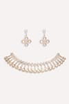 Shop_ZEVAR BY GEETA_Silver Plated Zari Designer Two Tone Finish Jewellery Set _at_Aza_Fashions