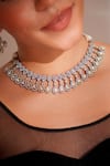 ZEVAR BY GEETA_Silver Plated Zari Designer Two Tone Finish Jewellery Set _Online_at_Aza_Fashions
