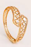 Shop_ZEVAR BY GEETA_Gold Plated Stones Designer Finish Kundan Bracelet _at_Aza_Fashions