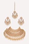 Shop_ZEVAR BY GEETA_Gold Plated Stones Kundan Polki Jewellery Set _at_Aza_Fashions