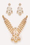 Shop_ZEVAR BY GEETA_Gold Plated Stones, Pearls Kundan Polki Necklace And Earring Set _at_Aza_Fashions