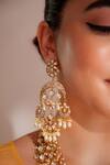 ZEVAR BY GEETA_Gold Plated Stones, Pearls Kundan Polki Necklace And Earring Set _Online_at_Aza_Fashions