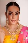 Buy_ZEVAR BY GEETA_Gold Plated Stones, Pearls Kundan Polki Necklace And Earring Set _Online_at_Aza_Fashions