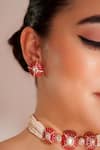 Buy_ZEVAR BY GEETA_Red Stones Designer Kundan Polki Necklace Set _Online_at_Aza_Fashions
