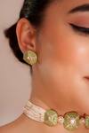Buy_ZEVAR BY GEETA_Green Stones Kundan Polki Necklace And Earring Set _Online_at_Aza_Fashions