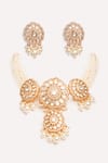 Shop_ZEVAR BY GEETA_Gold Plated Stones, Pearls Kundan Polki Finish Jewellery Set _at_Aza_Fashions