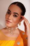 Buy_ZEVAR BY GEETA_Gold Plated Stones, Pearls Kundan Polki Finish Jewellery Set _at_Aza_Fashions