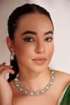 Buy_ZEVAR BY GEETA_Gold Plated Zari Finish Zircon Necklace And Earring Set _at_Aza_Fashions