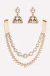Shop_ZEVAR BY GEETA_Gold Plated Diamonds Kundan Polki Designer Necklace And Earrings Set _at_Aza_Fashions