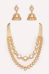 Shop_Zevar By Geeta_Gold Plated Stones Kundan Polki Finish Jewellery Set _at_Aza_Fashions