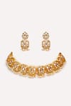 Shop_ZEVAR BY GEETA_Gold Plated Stones, Pearls Kundan Polki Necklace And Earring Set _at_Aza_Fashions