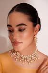 Buy_ZEVAR BY GEETA_Gold Plated Stones, Pearls Kundan Polki Finish Jewellery Set _at_Aza_Fashions