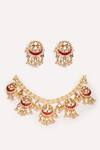 Shop_ZEVAR BY GEETA_Gold Plated Kundan Polki Designer Necklace And Earrings Set _at_Aza_Fashions