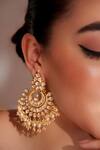 ZEVAR BY GEETA_Gold Plated Stones Kundan Polki Finish Danglers _Online_at_Aza_Fashions