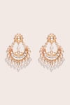 Shop_ZEVAR BY GEETA_Gold Plated Pearls, Stones Finish Kundan Chandbali Earrings _at_Aza_Fashions